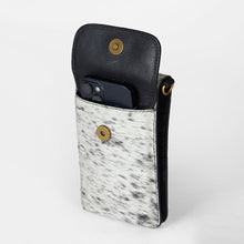 Load image into Gallery viewer, Loyal West SHELL PHONE BAG IN BLACK AND WHITE COWHIDE