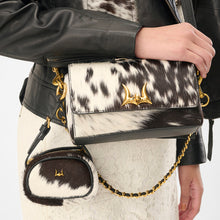 Load image into Gallery viewer, Loyal West SAVI MINI BAG IN BLACK &amp; WHITE COWHIDE