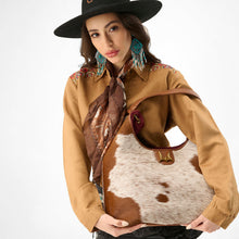 Load image into Gallery viewer, Loyal West LW LARGE PURSE - IN BROWN &amp; WHITE COWHIDE &amp; CALFSKIN