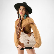 Load image into Gallery viewer, Loyal West LW LARGE PURSE - IN BROWN &amp; WHITE COWHIDE &amp; CALFSKIN