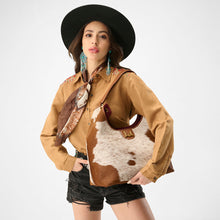 Load image into Gallery viewer, Loyal West LW LARGE PURSE - IN BROWN &amp; WHITE COWHIDE &amp; CALFSKIN