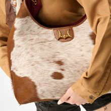 Load image into Gallery viewer, Loyal West LW LARGE PURSE - IN BROWN &amp; WHITE COWHIDE &amp; CALFSKIN