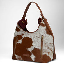 Load image into Gallery viewer, Loyal West LW LARGE PURSE - IN BROWN &amp; WHITE COWHIDE &amp; CALFSKIN