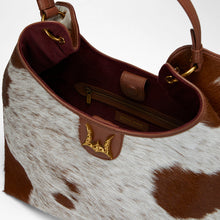 Load image into Gallery viewer, Loyal West LW LARGE PURSE - IN BROWN &amp; WHITE COWHIDE &amp; CALFSKIN