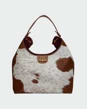 Load image into Gallery viewer, Loyal West LW LARGE PURSE - IN BROWN &amp; WHITE COWHIDE &amp; CALFSKIN