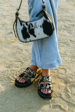 Load image into Gallery viewer, Dannia Medium Purse In Black &amp; White Cowhide