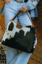Load image into Gallery viewer, Lw Large Hobo Bag In Black &amp; White Cowhide