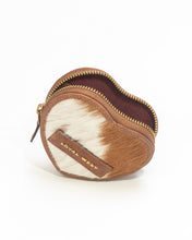 Load image into Gallery viewer, Cupid Coin Pouch In Brown &amp; White Cowhide
