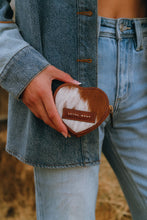 Load image into Gallery viewer, Cupid Coin Pouch In Brown &amp; White Cowhide