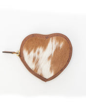Load image into Gallery viewer, Cupid Coin Pouch In Brown &amp; White Cowhide