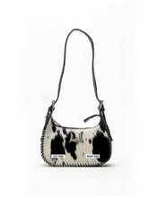 Load image into Gallery viewer, Dannia Medium Purse In Black &amp; White Cowhide