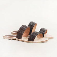 Load image into Gallery viewer, Loyal West Mesa Wanderer Sandals - Black Handtooled Leather