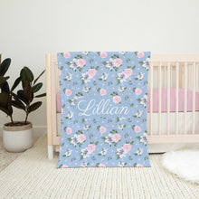 Load image into Gallery viewer, Lillian Floral Personalized Minky Blanket