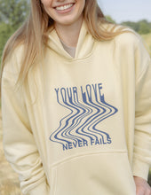 Load image into Gallery viewer, Love Never Fails Cream Unisex Hoodie