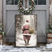 Load image into Gallery viewer, Vintage Santa Claus in Winter Forest Christmas Wall Art III