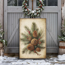 Load image into Gallery viewer, Vintage Winter Pine Cone Christmas Wall Art III