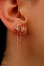 Load image into Gallery viewer, Aurora Jewelry Waterproof Gold Pave Star &amp; Moon Earrings with Sparkling CZ Diamonds
