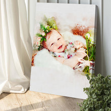 Load image into Gallery viewer, Newborn Baby Watercolor Portrait Custom Wall Art
