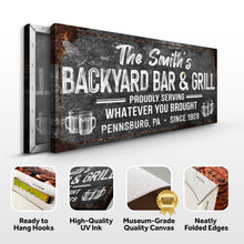 Load image into Gallery viewer, Backyard Bar &amp; Grill Sign XXIII