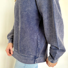 Load image into Gallery viewer, Navy Oversized Corded Crew