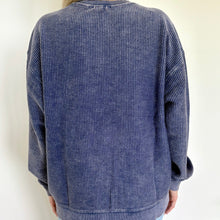 Load image into Gallery viewer, Navy Oversized Corded Crew