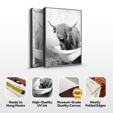Load image into Gallery viewer, Highland Cattle Bath Canvas Wall Art