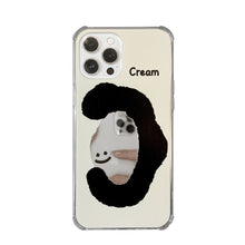 Load image into Gallery viewer, ins cream smiley face applies to 17pro max apple iphone15 mobile phone case 11 makeup mirror 16 anti-drop 14 hard