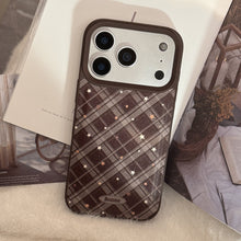 Load image into Gallery viewer, Warm brown rhombus star Apple 17 mobile phone case iPhone16promax leather 15 suitable for 13 retro 11 anti-drop