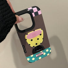 Load image into Gallery viewer, Leather pattern three-dimensional application iphone16 mobile phone case Apple 17promax teacup desk lamp 14 advanced sense 13 anti-drop