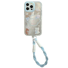 Load image into Gallery viewer, Summer mirror puppy is suitable for 16ProMax Apple 15 mobile phone case iPhone17 cartoon 12 generation hair 11 hand rope