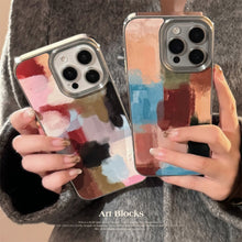 Load image into Gallery viewer, Art Contrast Color Splicing Apple 16 Mobile Phone Case 17promax Leather 15 Suitable for iPhone13 Electroplating 14 Advanced