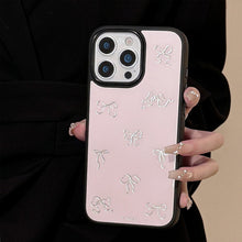 Load image into Gallery viewer, Gilt is suitable for iphone16promax Apple 15 mobile phone case 13 glass 14 light luxury 17 pink bow hair