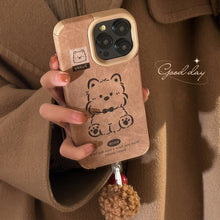 Load image into Gallery viewer, Suede for 17promax iPhone case iPhone 15 West Highland Puppy 14 Plush rope 13 Soft 16 sets