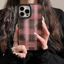 Load image into Gallery viewer, Girl contrasting color plaid Apple 16 mobile phone case 17promax autumn and winter sweet and cool 11 for iPhone13 leather 12
