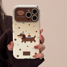 Load image into Gallery viewer, ins dachshund leather for iphone16pro max mobile phone case 15 apple 17 retro hand strap 14 soft cover