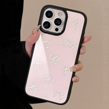Load image into Gallery viewer, Gilt is suitable for iphone16promax Apple 15 mobile phone case 13 glass 14 light luxury 17 pink bow hair
