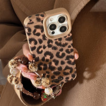 Load image into Gallery viewer, European and American leopard print plush rope for iphone16 iPhone case 15promax suede 14 retro 17 soft