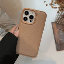 Load image into Gallery viewer, Premium khaki for Apple 17 mobile phone case iPhone16promax autumn and winter leather 11 solid color 13 hard 14