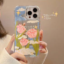 Load image into Gallery viewer, ins Literary Tulip iphone17 Apple 16 Mobile Phone Case 15Promax Silicone 11 Makeup Mirror X Applicable