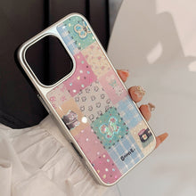 Load image into Gallery viewer, Gilt ins plaid splicing 16pro max mobile phone case iphone17 apple 15 electroplating 14 hard applicable to huawei