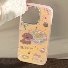 Load image into Gallery viewer, Gilt laser for iphone17 mobile phone case 16Promax pink cake puppy 15 anti-drop 14 cartoon 13