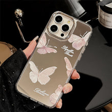 Load image into Gallery viewer, Mirror super fairy butterfly pendant, suitable for apple 15pro mobile phone case max temperament iphone16 anti-drop 13 hard 17