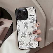 Load image into Gallery viewer, Lambskin Apple 15 mobile phone case 17promax Camellia Rose 11 for iPhone16 Art Premium 12