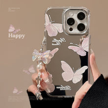 Load image into Gallery viewer, Mirror super fairy butterfly pendant, suitable for apple 15pro mobile phone case max temperament iphone16 anti-drop 13 hard 17