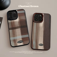Load image into Gallery viewer, Medieval ins plaid Apple 16 mobile phone case 17pro max leather 15 for iPhone13 Maillard 11