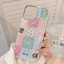 Load image into Gallery viewer, Gilt ins plaid splicing 16pro max mobile phone case iphone17 apple 15 electroplating 14 hard applicable to huawei