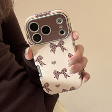 Load image into Gallery viewer, Leopard print bow iphone17 apple 16promax mobile phone case 15 for 13 sweet and cool retro 14 leather case