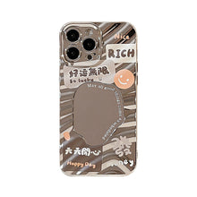 Load image into Gallery viewer, Make a fortune and good luck text applicable iPhone17pro mobile phone case max Apple 14 electroplated mirror 13 generation hair 16 hard