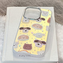 Load image into Gallery viewer, Gilt puppy head for iphone17 mobile phone case 17Promax laser 16 electroplating 14 fun 13 hard 15