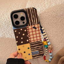 Load image into Gallery viewer, Retro ins polka dot splicing for iphone16 apple 17 mobile phone case 15pro max leather 14 lanyard 13